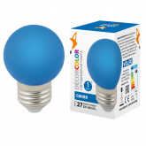 Лампа декоративная светодиодная LED-G45-ШАР-1W/BLUE/E27/FR/С 80Lm матовая синяя Volpe