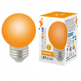 Лампа декоративная светодиодная LED-G45-ШАР-1W/ORANGE/E27/FR/С 80Lm матовая оранжевая Volpe