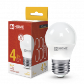 Лампа светодиодная LED-ШАР-VC 4Вт 230В Е27 3000К 360Лм IN HOME