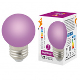 Лампа декоративная светодиодная LED-G45-ШАР-1W/PURPLE/E27/FR/С 80Lm матовая фиолетовая Volpe