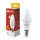 Лампа светодиодная LED-СВЕЧА-VC 6Вт 230В Е14 3000К 480Лм IN HOME