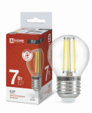 Лампа светодиодная LED-ШАР-deco 7Вт 230В  Е27 4000К 630Лм прозрачная IN HOME