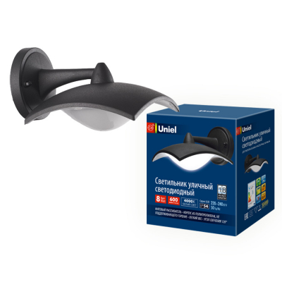 Светильник сд уличный ULU-S10A-8W/4000K IP54 BLACK архитек накл 4000К корпус черный TM Uniel