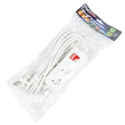 Удлинитель S-CU2-5B WHITE серии Ultra шнур 5м 2 гнезда 10A б/з белый TM Uniel