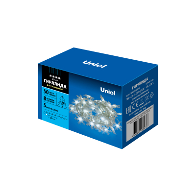 Гирлянда светодиодная «Снежинки-2» ULD-S0500-050/DTA WHITE IP20 SNOWFLAKES-2 5м 50д 4000К прозр пров
