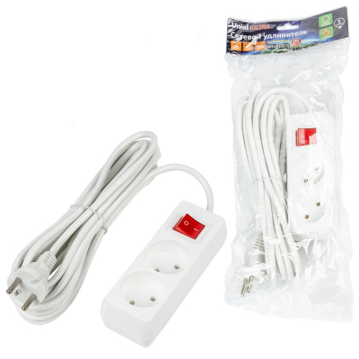 Удлинитель S-CU2-5B WHITE серии Ultra шнур 5м 2 гнезда 10A б/з белый TM Uniel