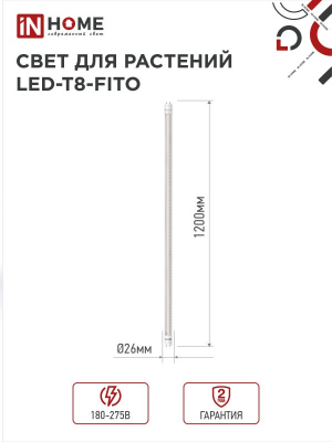 Лампа светодиодная LED-T8-FITO 20Вт 230В G13 1200мм IN HOME