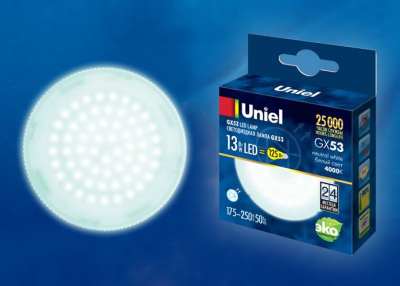 Лампа светодиодная LED-GX53-13W/NW/GX53/FR PLZ01WH матовая 4000К ТМ Uniel