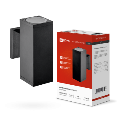 Светильник уличный двусторонний НБУ CUBE-2хA60-BL алюм под 2хA60 E27 черный IP65 IN HOME