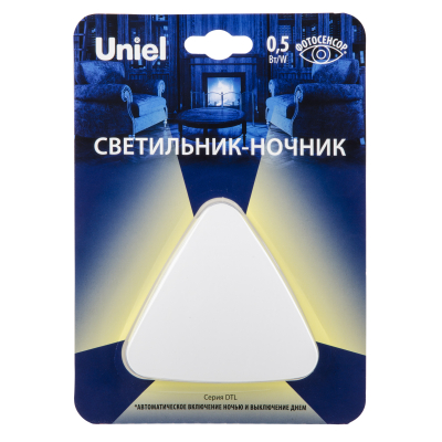 Светильник-ночник DTL-320 0,5Вт треугольник с фотореле белый Uniel 4690485137085