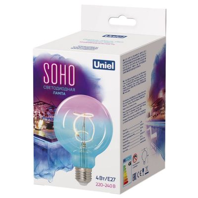 Декоративная светодиодная лампа LED-SF01-4W/SOHO/E27/CW BLUE/WINE GLS77TR