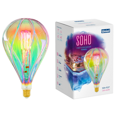 Лампа светодиодная Soho LED-SF31-5W/SOHO/E27/CW RAINBOW GLS77RB радужная Uniel