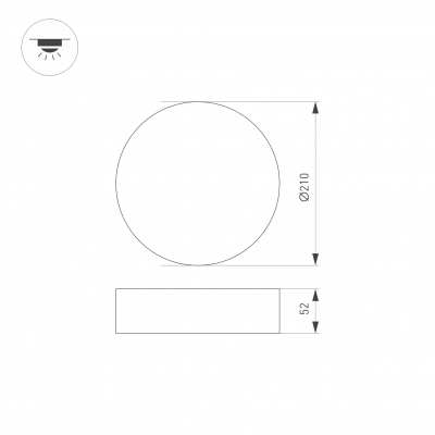 Светильник SP-RONDO-R210-20W Warm3000 (WH, 120 deg, 230V) (IP40 Металл, 3 года) Arlight