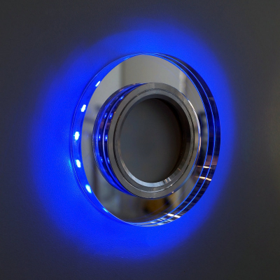 Точечный Светильник OREOL Crystal 6013 Зеркальное Стекло 90/60mm под лампу MR16 Белый+Cиний
