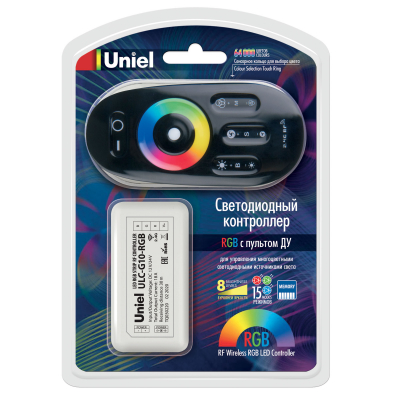 Контроллер для управления многоцв сд источ света ULC-G10-RGB BLACK 12/24B с пультом ДУ 2,4ГГц черный