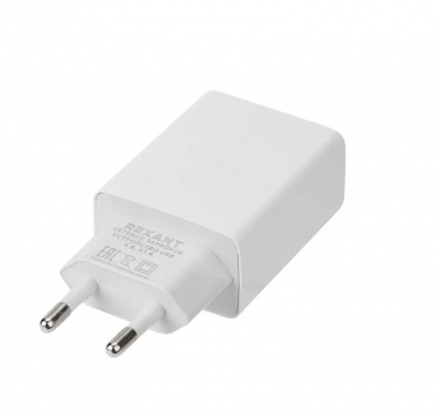 Сетевое зарядное устройство REXANT USB, 5V, 2.1 A, белое