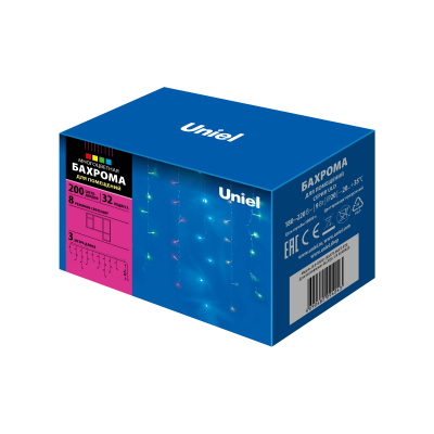 Бахрома светодиодная с контроллером ULD-B3010-200-DTA MULTI IP20 3м 200д разноцветная провод прозр