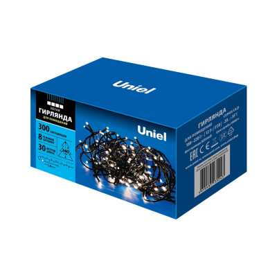 Гирлянда светодиодная ULD-S3000-300/DGA WHITE IP20 30м 300д белый свет провод зеленый ТМ Uniel