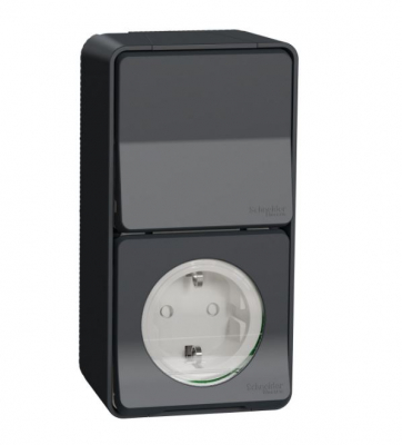 Mureva Styl о/у Антрацит Блок: Розетка+переключатель, IP55 Systeme Electric